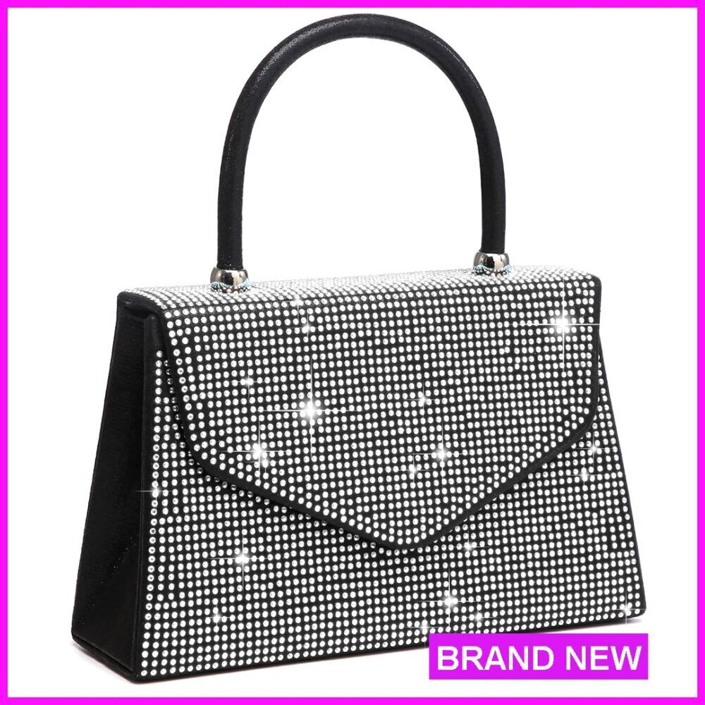 Sparkling Evening Clutch with Detachable Chain Strap, Perfect for Weddings